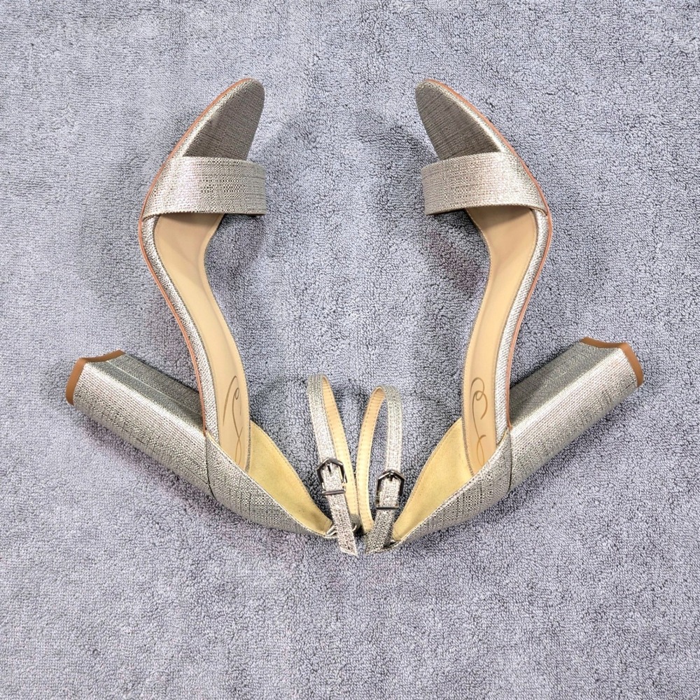 Sam Edelman Yaro Block Heel Sandals Womens 9M Champagne Silver Metallic - Picture 12 of 16